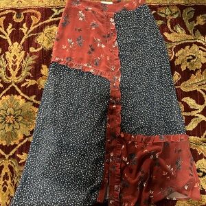 Anthropologie Red and Blue Floral Skirt